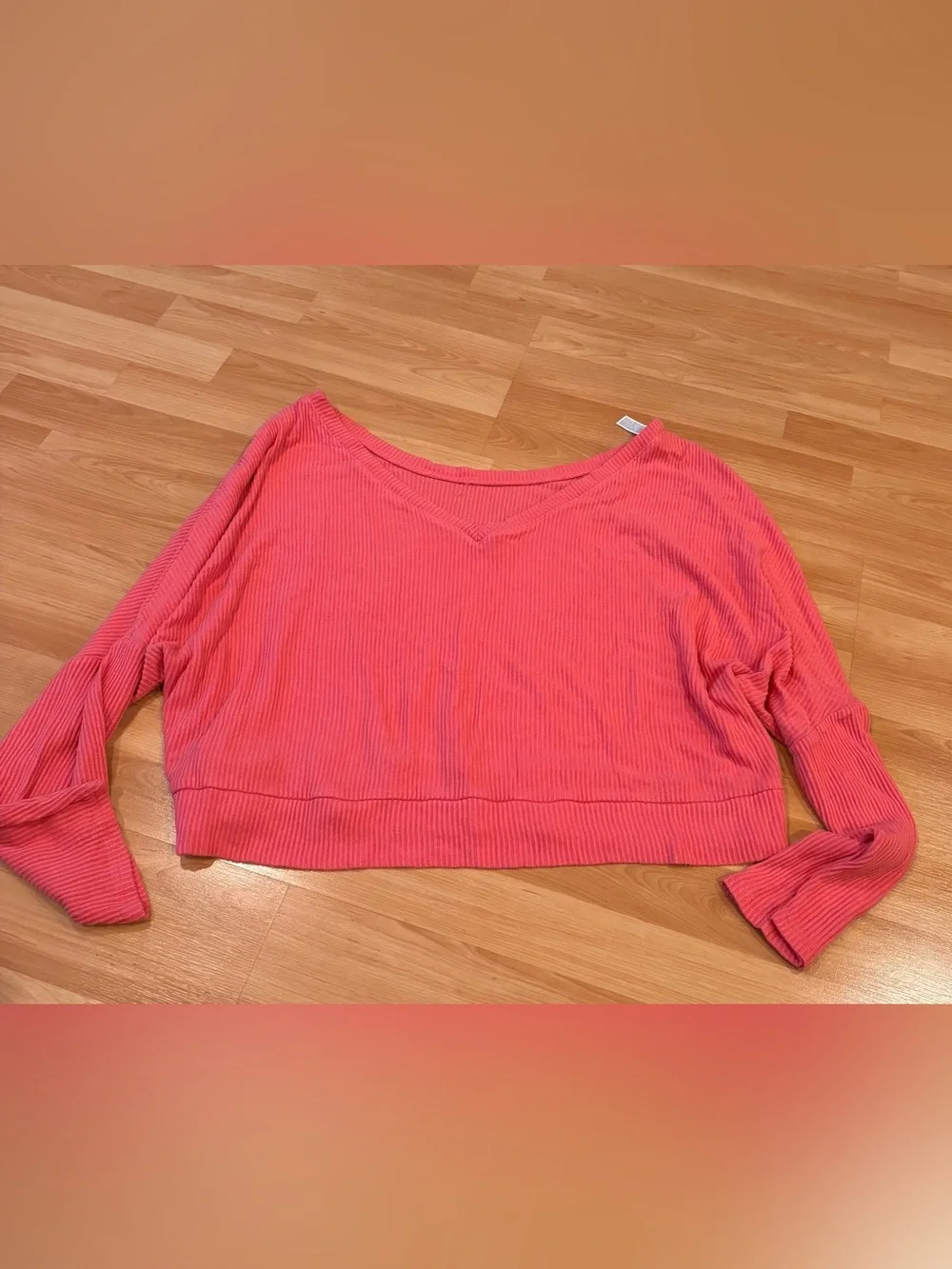 5/$25 Auden Ribbed V-Neck Crop Top & Lounge Shorts Set - Coral Pink